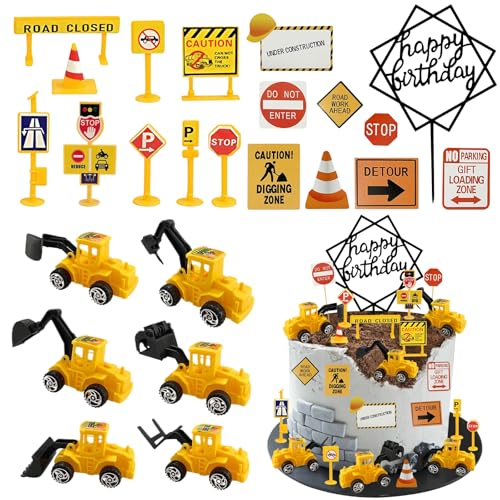 Kuchen Deko Baustelle Set, 24 PCS Tortendeko Bagger, Baustelle Tortendeko, Bagger Kuchendeko, Baustelle Kindergeburtstag, Verkehrsschilder Spielzeug für Kindergeburtstage und Weihnachtsfeiern Kuchen Deko Baustelle Set, 24 PCS Tortendeko Bagger, Baustelle Tortendeko, Bagger Kuchendeko, Baustelle Kindergeburtstag, Verkehrsschilder Spielzeug für Kindergeburtstage und Weihnachtsfeiern von GTYARYUA