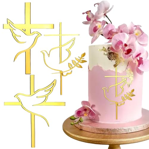 Kuchen Topper Kommunion, 3 PCS Taube Kreuz Tortenstecker, Cake Topper Erstkommunion, Kreuz Taube Kommunion Cake Topper, Taufe Gold Torte Deko, Geeignet für Die Geburtstagskommunion Kuchen Topper Kommunion, 3 PCS Taube Kreuz Tortenstecker, Cake Topper Erstkommunion, Kreuz Taube Kommunion Cake Topper, Taufe Gold Torte Deko, Geeignet für Die Geburtstagskommunion von GTYARYUA