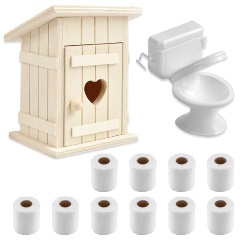 Puppenhaus Zubehör - 3 PCS Wichtel, Badezimmer, 1:12 Miniatur Toilettenhäuschen, Toilette und Toilettenpapier Puppenhaus Zubehör - 3 PCS Wichtel, Badezimmer, 1:12 Miniatur Toilettenhäuschen, Toilette und Toilettenpapier von GTYARYUA