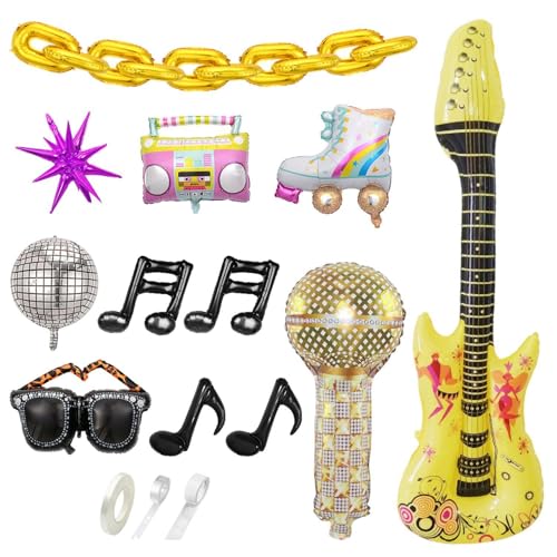 22 Stück Disco -Luftballons, 1 Stück Mikrofonballon Und 1 Stück Gitarrenballon, Musikalischem Ballon, Kreatives Aufblasbares Spielzeug, Accessoires Für Geburtstagsfeier. 22 Stück Disco -Luftballons, 1 Stück Mikrofonballon Und 1 Stück Gitarrenballon, Musikalischem Ballon, Kreatives Aufblasbares Spielzeug, Accessoires Für Geburtstagsfeier. von GTYHH