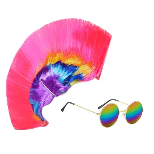 GTYHH 1 Punk-Perücke Und 1 Bunte Sonnenbrille, Party-Perücken, Cosplay-Requisiten, Lustige Perücken, Maskerade-Zubehör GTYHH 1 Punk-Perücke Und 1 Bunte Sonnenbrille, Party-Perücken, Cosplay-Requisiten, Lustige Perücken, Maskerade-Zubehör von GTYHH