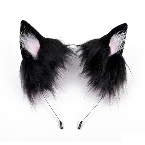 GTYRERO Katze Fuchs Kunstpelz Ohren Stirnband Niedlich Halloween Verkleidung Cosplay Schwarz & Rosa Einheitsgröße GTYRERO Katze Fuchs Kunstpelz Ohren Stirnband Niedlich Halloween Verkleidung Cosplay Schwarz & Rosa Einheitsgröße von GTYRERO