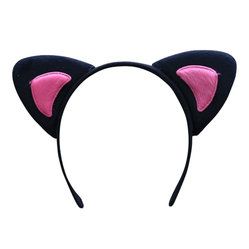 GTYRERO Katzenohren Stirnband für Frauen Mädchen Halloween Kostüm Cosplay Party Zubehör Rosa Schwarz Kätzchen Tierohren Plüsch Weiche Hautpflege Make-up Stirnband von GTYRERO