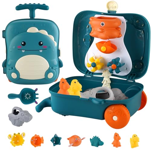 GUAHKUN 3-in-1 Strandspielzeug-Set Outdoor Matschküchenzubehör Mit Sandtrichter Dinosaurier Wal Ente Wasserspielzeug Für Kinder Ab 3 Jahren Ideal Für Sandkasten Und Wasserspiele (A) von GUAHKUN