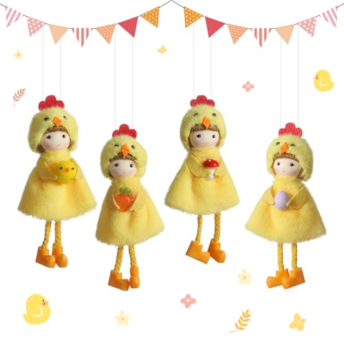 GUAHKUN Aufzieh Küken Spielzeug - 4 Stück Niedliche Osterdekoration Mit Glücklichen Hühnern Karotten Pilzen Und Ostereiern Für Heimdekoration Und Frühlingsfeste von GUAHKUN