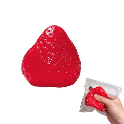 GUAHKUN Erdbeer Stressball Squishy Spielzeug Taba Squishy 6.5 cm Anti-Stress Spielzeug mit Rostfreiem Edelstahlkern für Kinder und Erwachsene (A) von GUAHKUN