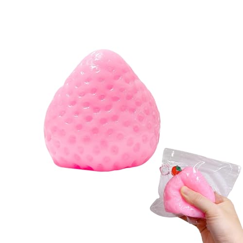 GUAHKUN Erdbeer Stressball Squishy Spielzeug Taba Squishy 6.5 cm Anti-Stress Spielzeug mit Rostfreiem Edelstahlkern für Kinder und Erwachsene (B) von GUAHKUN
