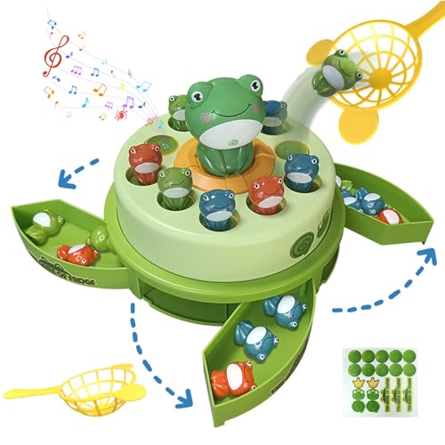 GUAHKUN Froschspiel Angelspiel Wasser 10+2 Spielzeug Set Pop Up Interaktives Spiel Mit Fangnetzen Familien Kinder Motoriktraining von GUAHKUN