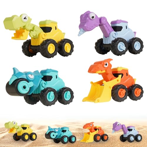 GUAHKUN Kinderspielzeug Ab 1 Jahr Dinosaurier Fahrzeuge 4er Set Drücken Und Losgehen Outdoor Spielzeug Für Jungen Geschenk Ab 12 Monaten von GUAHKUN
