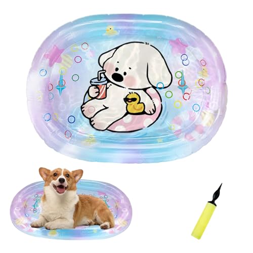 GUAHKUN Wassermatte Katzen Kühlspielzeug Wasserspielmatte Sensorische Spieldecke PVC Mit Pumpe Für Katzen Hunde Welpen Robuste Kühlende Spieldecke Für Kleine Und Große Haustiere (A) von GUAHKUN