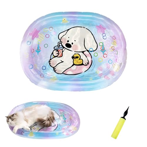 GUAHKUN Wassermatte Katzen Kühlspielzeug Wasserspielmatte Sensorische Spieldecke PVC Mit Pumpe Für Katzen Hunde Welpen Robuste Kühlende Spieldecke Für Kleine Und Große Haustiere (B) von GUAHKUN