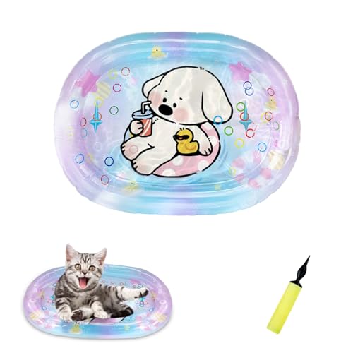 GUAHKUN Wassermatte Katzen Kühlspielzeug Wasserspielmatte Sensorische Spieldecke PVC Mit Pumpe Für Katzen Hunde Welpen Robuste Kühlende Spieldecke Für Kleine Und Große Haustiere (C) von GUAHKUN