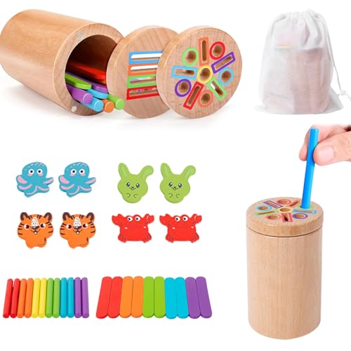 Montessori Spielzeug ab 1 2 3 Jahr, Steckspiel ab 1 Jahr, Holz Farbe Form Sortierspielzeug, Holzspielzeug Kinderspielzeug ab 1-3 Jahre Sensorik Motorikspielzeug ab 1 Jahr Lernspielzeug Geschenk (B) von GUAHKUN