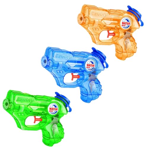 3er Set Mini Wasserpistole klein für Kinder, Bunt & Leicht | Große Reichweite bis 5m | Outdoor Wasserspielzeug für Pool, Strand, Garten | Sommer Geschenk für Jungen/Mädchen ab 3 Jahre von GUBOOM