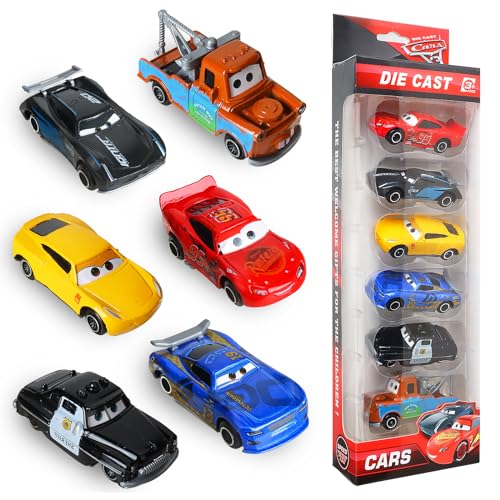 GUBOOM Car Spielzeugauto Set, 6 Pack Kinderidee Spielfahrzeuge, Mini Spielzeugauto, Lightning Car Spielzeug, Mini Cars Autos, Cars Auto Metall Set für Kinder ab 3 Jahren von GUBOOM