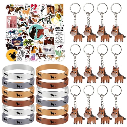 74 Stück Pferde Party Mitgebsel Kindergeburtstag, West Cowboy Pferde Party Mitgebsel, 12 Pferde Silikon Armbänder, 12 Pferde Schlüsselanhänger, 50 Pferde Aufkleber, Geburtstagsgeschenke für Jungen 74 Stück Pferde Party Mitgebsel Kindergeburtstag, West Cowboy Pferde Party Mitgebsel, 12 Pferde Silikon Armbänder, 12 Pferde Schlüsselanhänger, 50 Pferde Aufkleber, Geburtstagsgeschenke für Jungen von GUBOOM
