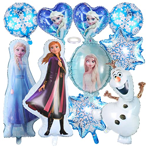 Frozen Luftballons, Elsa Geburtstagsparty Deko, 10Pcs Eiskönigin Luftballons, Elsa Folienballons, Olaf ballon, Schneeflocke Folienballons, Frozen Geburtstagsdeko für Mädchen von GUBOOM