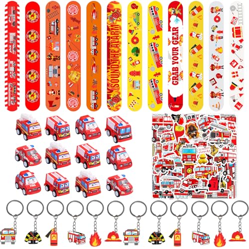 Feuerwehrmann Party Mitgebsel, 86 PCS Feuerwehr Deko Kindergeburtstag,12 Feuerwehr Schnapparmband Kinder+50 Aufkleber+12 Schlüsselanhänger+12 Feuerwehrauto Spielzeug, Feuerwehrmann Geburtstag Deko Feuerwehrmann Party Mitgebsel, 86 PCS Feuerwehr Deko Kindergeburtstag,12 Feuerwehr Schnapparmband Kinder+50 Aufkleber+12 Schlüsselanhänger+12 Feuerwehrauto Spielzeug, Feuerwehrmann Geburtstag Deko von GUBOOM
