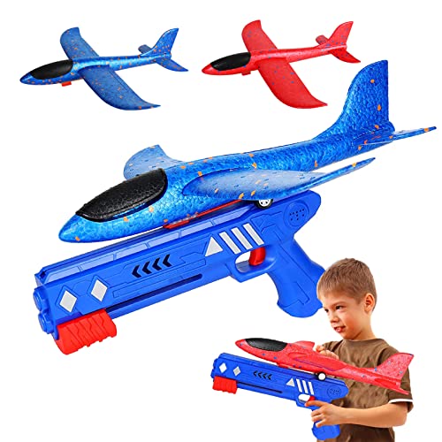 GUBOOM Flugzeuge Spielzeug, Flugzeug Pistole, Kinder Flugzeug Katapult Pistole, Segelflugzeug Outdoor Kindergeburtstag Geschenke Jungen Mädchen für ab 6 7 8 9 10 Jahre von GUBOOM