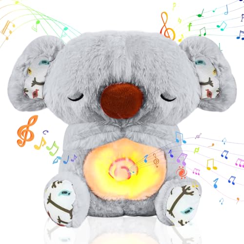 GUBOOM Schlummer Otter, Schlummer Koala Kuscheltier, Schlummer Otter mit Herzschlag, Kuscheltier Otter, Otter mit Atembewegung Und Musik für Baby (Grau) von GUBOOM