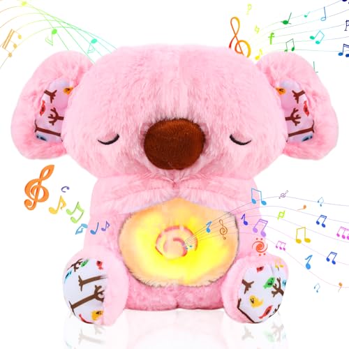 GUBOOM Schlummer Otter, Schlummer Koala Kuscheltier, Schlummer Otter mit Herzschlag mit Atembewegung und Musik für Baby (Rosa) von GUBOOM
