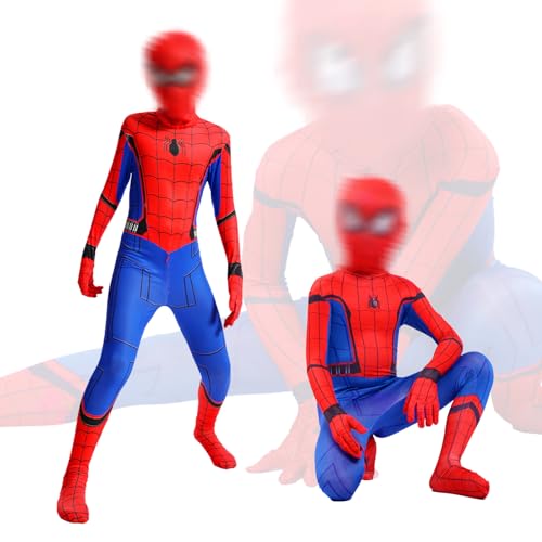 GUBOOM Spider Kostüm Kinder, Kinder Kostüm Spider, Spider Superheld 3D Anime Anzugfür Bodysuit Miles Morales, Junge Spider Cosplay Party Ankleiden Jumpsuit (120) von GUBOOM