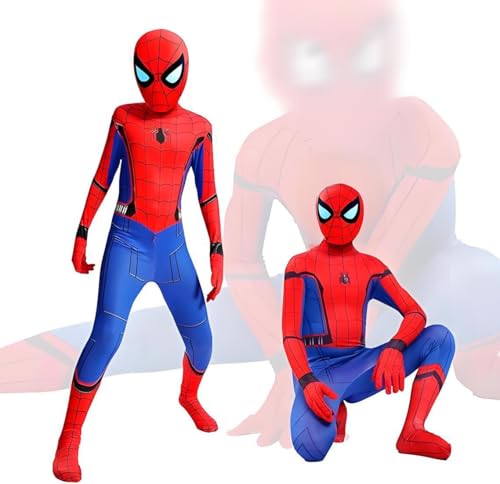 GUBOOM Spider Kostüm Kinder, Kinder Kostüm Spider, Spider Superheld 3D Anime Anzugfür Bodysuit Miles Morales, Junge Spider Cosplay Party Ankleiden Jumpsuit (140) von GUBOOM