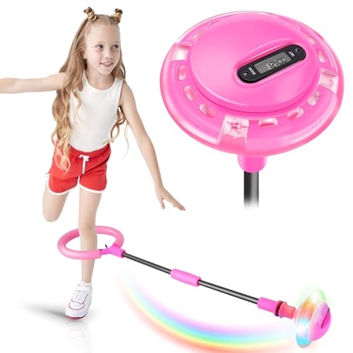 Kinder Blinkender Springring Fußkreisel mit Zähler, Timer, Kalorienzähler, Swing Wheel mit Lichtrad, Spielzeug Geschenke für Mädchen 6-12 Jahren, Weihnachten Ostern Ferien Geburtstag Geschenke (Rosa) Kinder Blinkender Springring Fußkreisel mit Zähler, Timer, Kalorienzähler, Swing Wheel mit Lichtrad, Spielzeug Geschenke für Mädchen 6-12 Jahren, Weihnachten Ostern Ferien Geburtstag Geschenke (Rosa) von GUBOOM