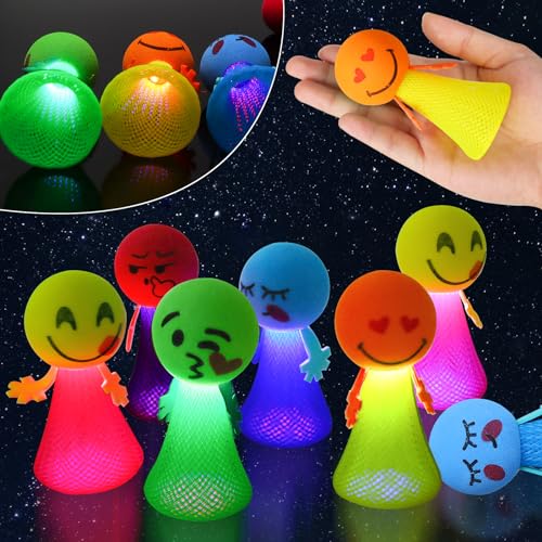 LED Feder Leucht Springendes Spielzeug, 12 Stück LED Spring Launchers Toys, LED Leuchtspielzeug Kindergeburtstags Mitgebsel, Jumping Spielzeug Led, Weihnachten Geschenke für 3-15 Jährige Kinder von GUBOOM