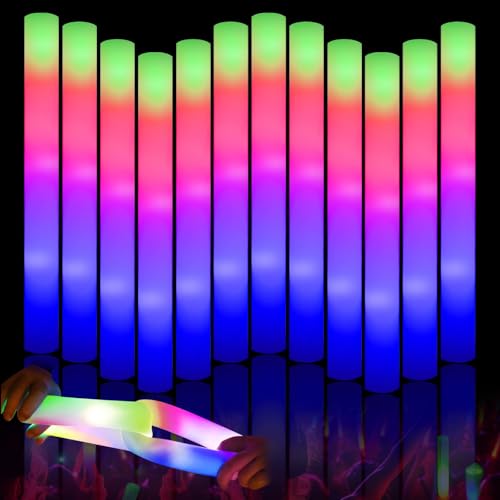 LED Party Neon Schaumstoff Leuchtstäbe, 12 Stück Leuchtstab LED, Leuchtstäbe Hochzeit mit 3 Modi, Glow Spielzeug Set, Knicklichter Kinder Erwachsene verfügbar Sticks für Geburtstag Party, Halloween LED Party Neon Schaumstoff Leuchtstäbe, 12 Stück Leuchtstab LED, Leuchtstäbe Hochzeit mit 3 Modi, Glow Spielzeug Set, Knicklichter Kinder Erwachsene verfügbar Sticks für Geburtstag Party, Halloween von GUBOOM