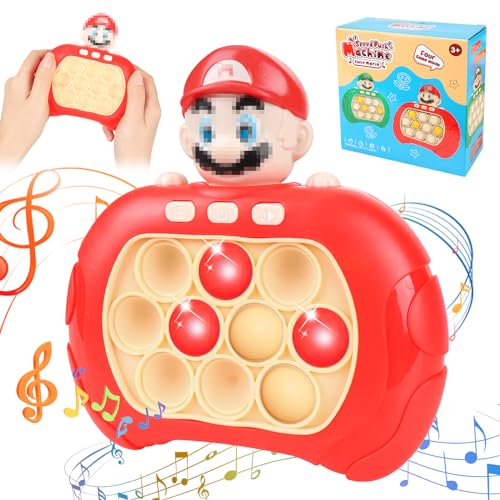 Pop It Elektronisches Spiel, Pop It Fidget Spielzeug, Pop It Fidget Toys, Quick Push Pop It, Pop It Spiel Elektrisch, Bubble Pop Game, Elektronisches Quick Push Puzzle Spiel mit Musik und Licht(Mario) von GUBOOM