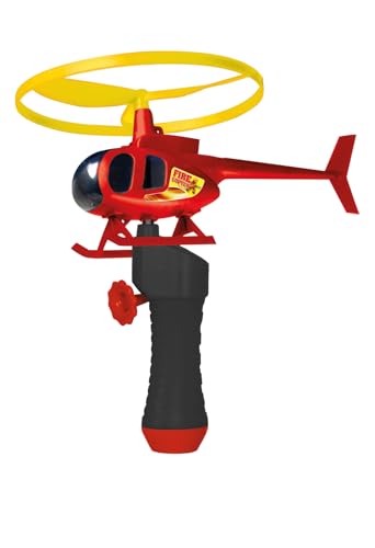 GÜNTHER FLUGSPIELE 1678 - Hubschrauber Fire Copter, ca. Ø 12,5 cm, Feuerwehr Helikopter mit Schnellstartgriff und Zugstarter, steigt hoch & fliegt weit, Spielzeug für Kinder ab 4 Jahren von GÜNTHER FLUGSPIELE