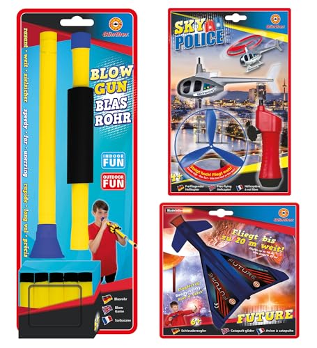 Günther Flugspiele 1714 - Flugspielzeug Set mit Schleudersegler Jet Future ca. 14 x 19 cm, Blasrohr mit 5 Pfeilen & Helikopter Sky Police ca. 12,5 cm Günther Flugspiele 1714 - Flugspielzeug Set mit Schleudersegler Jet Future ca. 14 x 19 cm, Blasrohr mit 5 Pfeilen & Helikopter Sky Police ca. 12,5 cm von GÜNTHER FLUGSPIELE