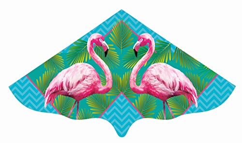 Paul Günther 1108 - Kinderdrachen mit Flamingo Motiv, Einleinerdrachen aus robuster PE-Folie, für Kinder ab 4 Jahren, mit Wickelgriff und Schnur, ca. 115 x 63 cm groß von GÜNTHER FLUGSPIELE