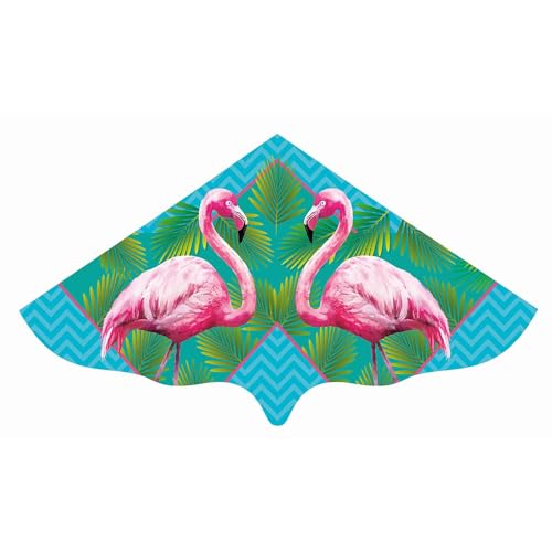 Günther Flugspiele 1108 - Einleiner-Drachen Flamingo, ca. 115 x 63 cm, Kinderdrachen aus robuster PE-Folie, für Kinder ab 4 Jahren, inkl. Griff und Drachenschnur von GÜNTHER FLUGSPIELE
