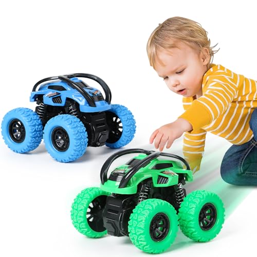 GUIGUZHJ Monstertruck Spielzeugauto, 2 Stück Monster Truck Aufziehauto Kinder Spielzeug, Reibung Zurückziehen, 360° Drehung Trägheit Fahrzeug, Auto Spielzeug für Baby Kinder ab 3 Jahre (Grün & Blau) GUIGUZHJ Monstertruck Spielzeugauto, 2 Stück Monster Truck Aufziehauto Kinder Spielzeug, Reibung Zurückziehen, 360° Drehung Trägheit Fahrzeug, Auto Spielzeug für Baby Kinder ab 3 Jahre (Grün & Blau) von GUIGUZHJ