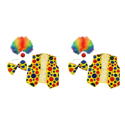GUIJIALY 8Er-Pack Clown-Kostüm - Clown-Nase, Clown-Perücke, Fliege und Weste für Cosplay-Partys, Karneval, Verkleidung, Rollenspiele von GUIJIALY