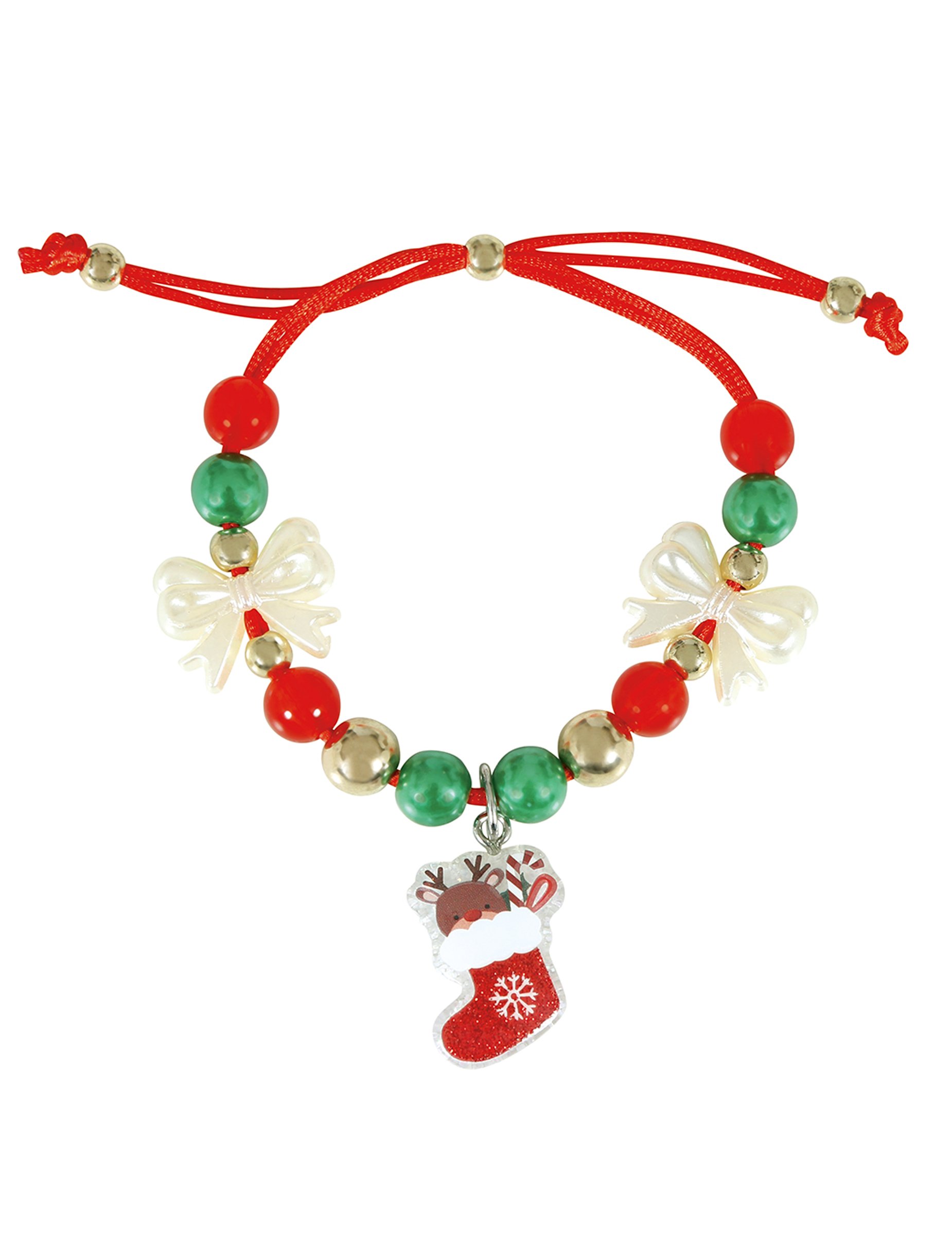 Armband mit Weihnachtsmotiven Weihnachtsstrumpf mit Perlen von GUIRMA