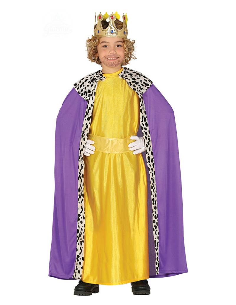 Balthasar-Kostüm für Kinder Sternsinger-Kostüm Heilige-drei-Könige-Kostüm gelb-lila von GUIRMA