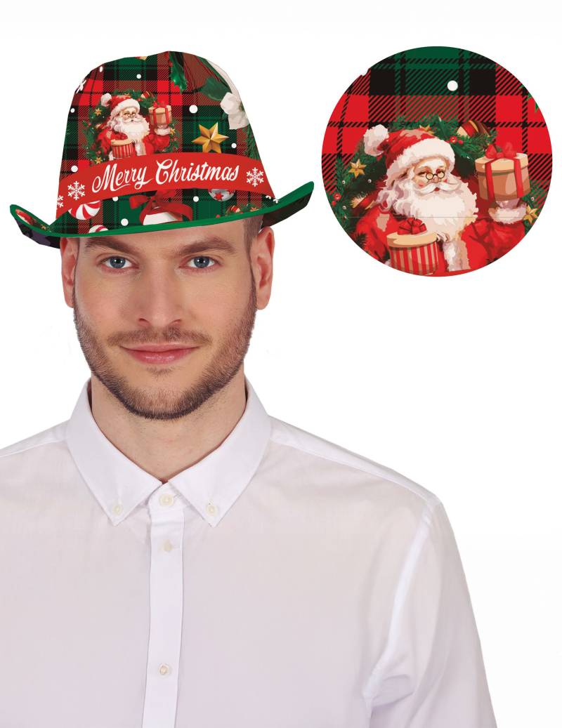 Borsalino mit Tartan + Weihnachtsmotiven für Erwachsene Festlicher Weihnachtshut von GUIRMA