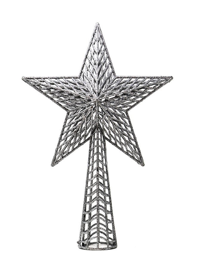 Christbaum-Spitze Glitzerstern silberfarben 27 cm von GUIRMA