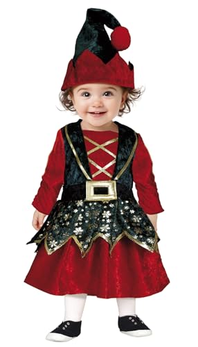GUIRMA | Schicker Elf Baby Kostüm (18-24 Monate) - Weste, Rock und Mütze - Weihnachts- und Neujahr Kostüme für Babys - Ideal für Elf-Partys und Weihnachtsfeiern - Rot und Grün von GUIRMA