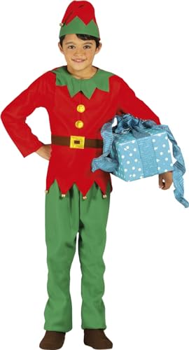 GUIRMA Wichtel-Kostüm für Kinder Kleinkinder-Weihnachtskostüm rot-grün-gold - 86/92 (18-24 Monate) von GUIRMA
