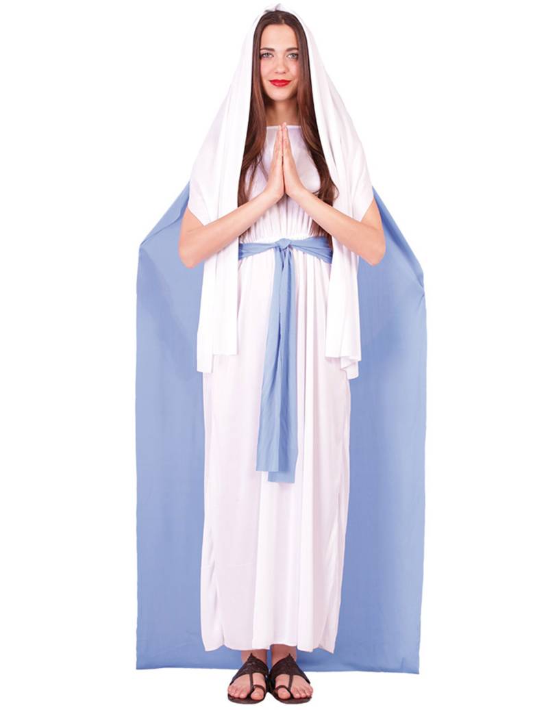 Jungfrau Maria-Kostüm für Damen Weihnachtskostüm hellblau-weiss von GUIRMA