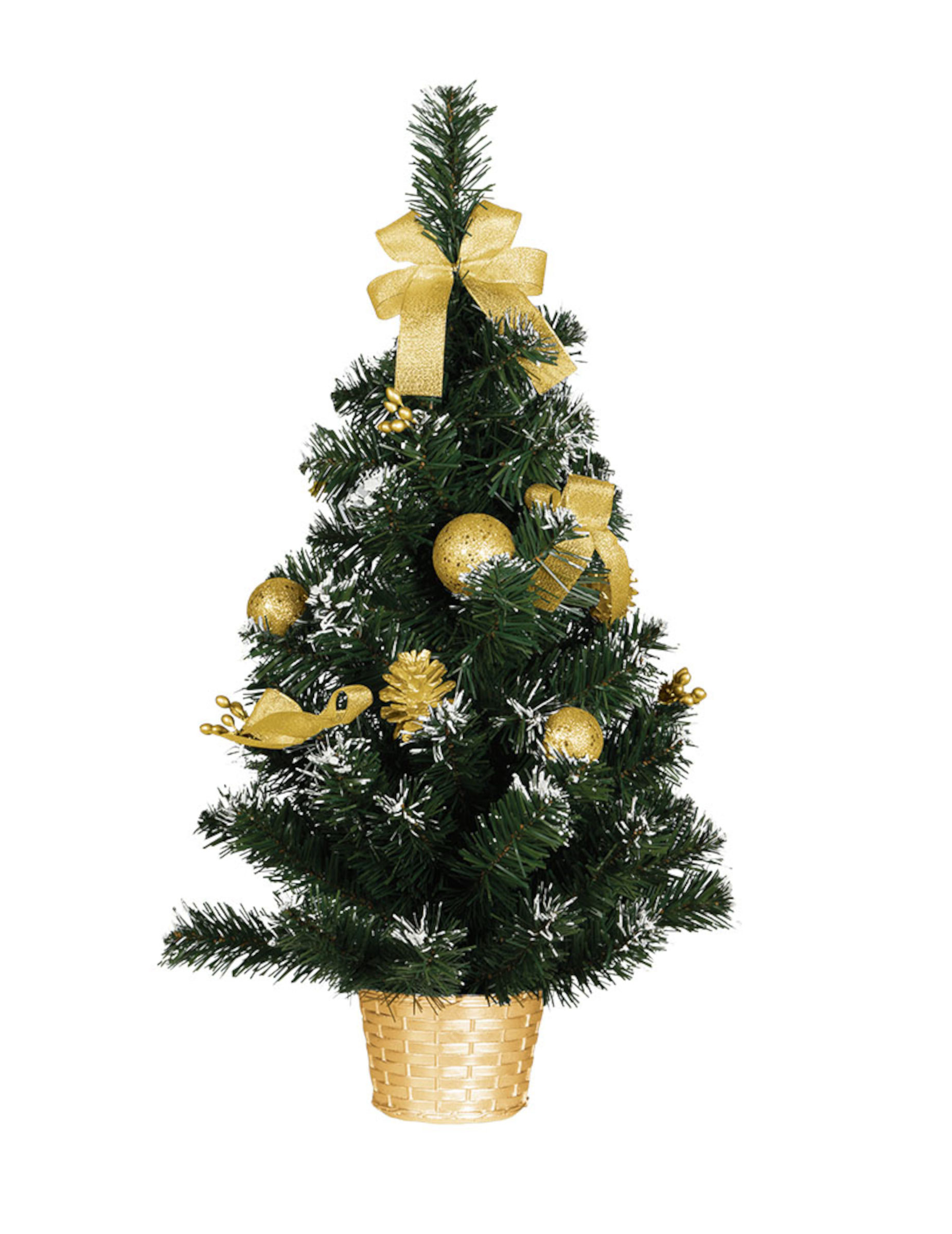 Künstlicher Weihnachtsbaum mit goldener Deko 60 cm verschneit Künstlicher Weihnachtsbaum mit goldener Deko 60 cm verschneit von GUIRMA