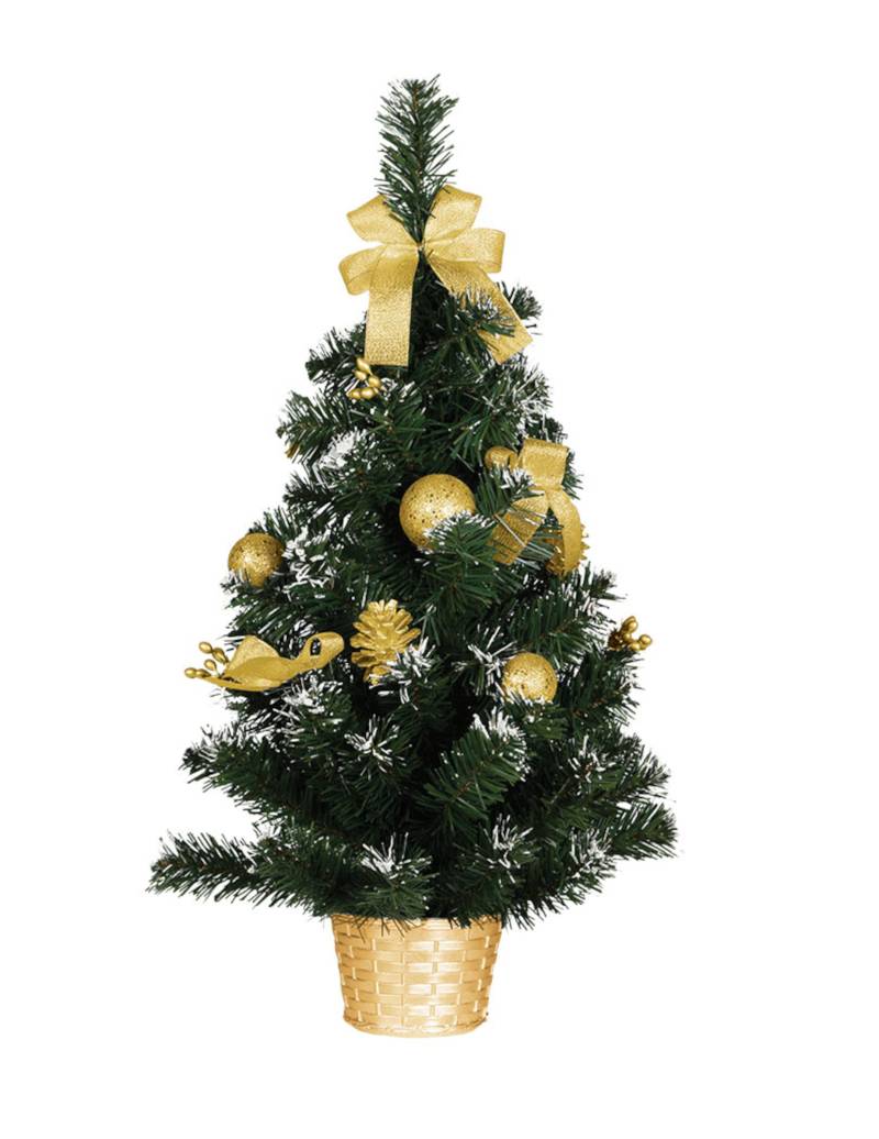 Künstlicher Weihnachtsbaum mit goldener Deko 60 cm verschneit Künstlicher Weihnachtsbaum mit goldener Deko 60 cm verschneit von GUIRMA