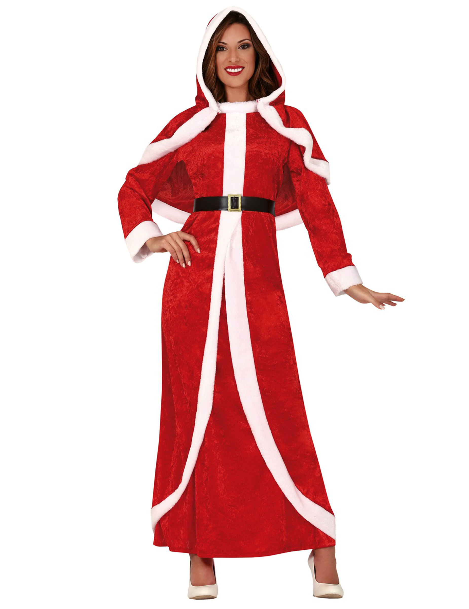 Langes Weihnachtsfrau-Kostüm rot-weiss von GUIRMA