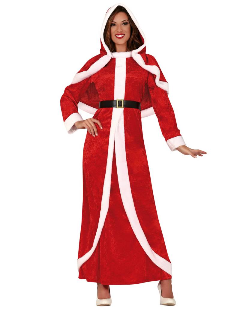 Langes Weihnachtsfrau-Kostüm rot-weiss von GUIRMA