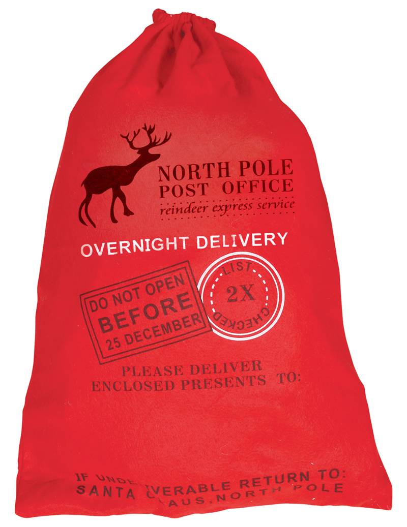 Roter Weihnachts Geschenk Sack mit Aufdruck North 65 x 45 cm von GUIRMA