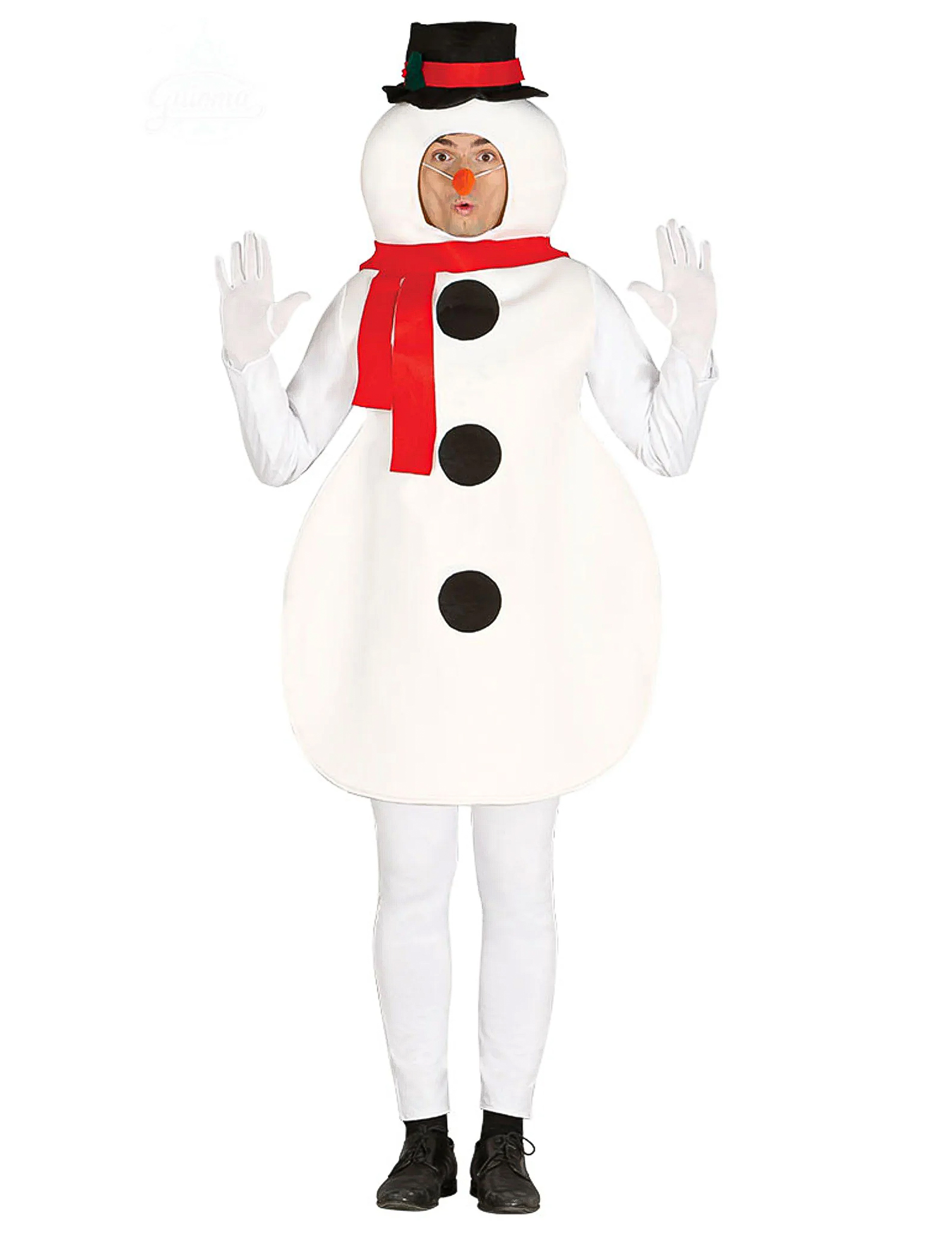 Schneemann-Kostüm für Erwachsene Karneval-Kostüm weiss-rot-schwarz Schneemann-Kostüm für Erwachsene Karneval-Kostüm weiss-rot-schwarz von GUIRMA